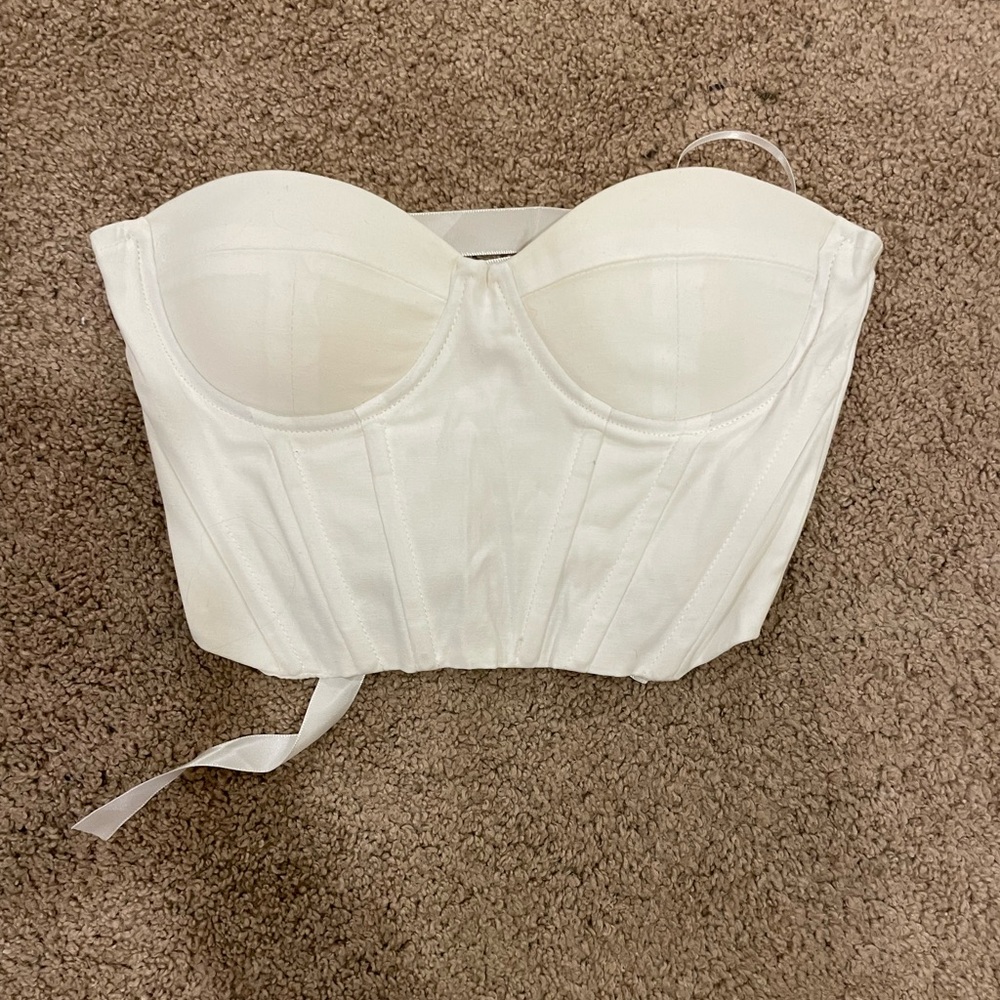 Princess Polly white ribbon lace up corset